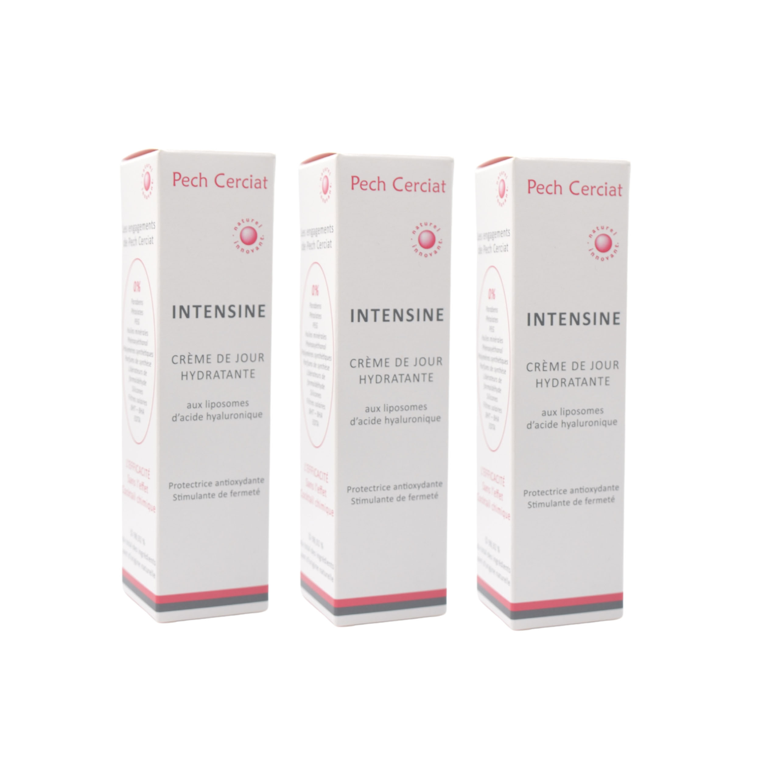 lot de 3 crèmes hydratantes anti-âge naturelles INTENSINE acide hyaluronique liposomes Pech Cerciat Provence