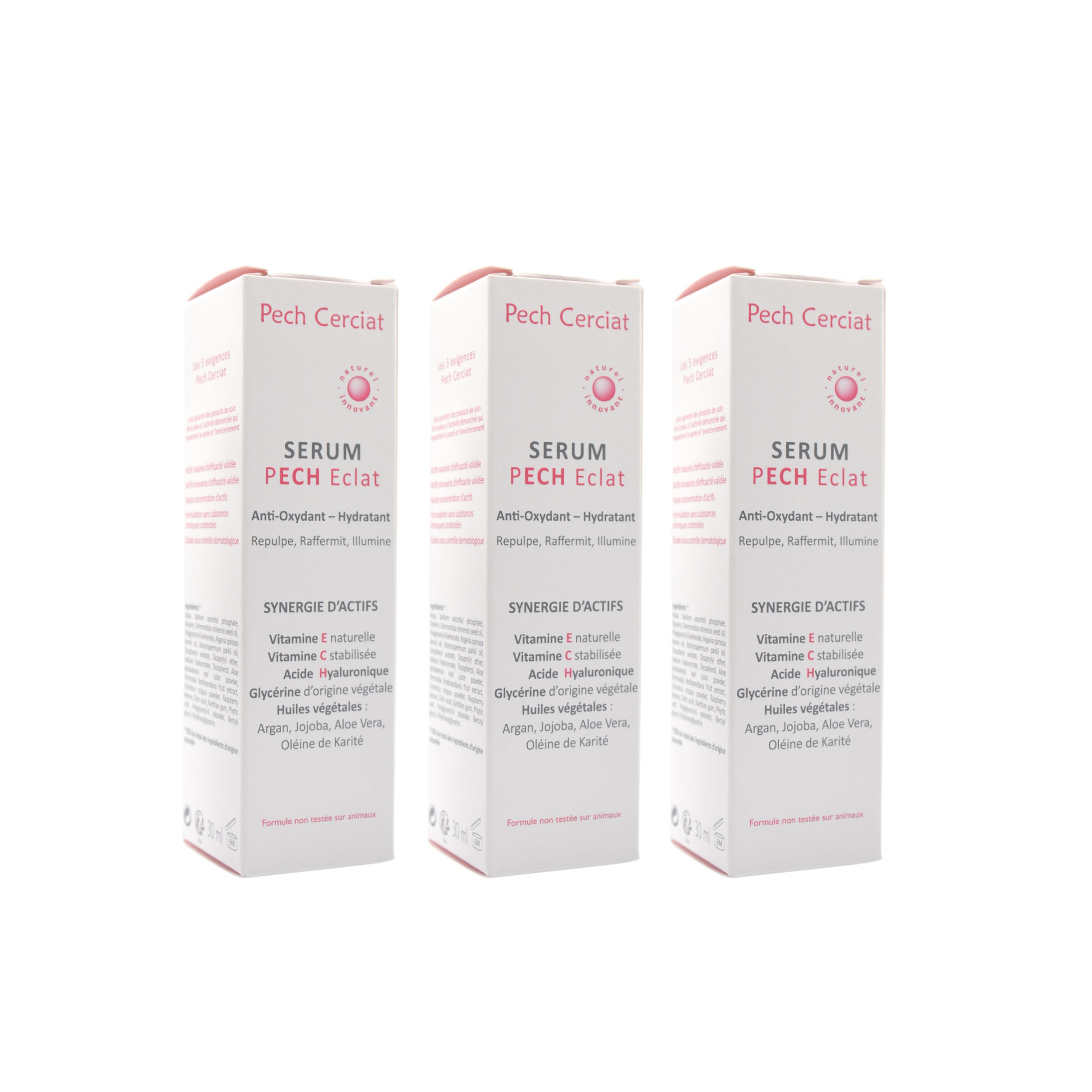 Lot de 3 Sérums Éclat du Teint Naturels – Vitamine C Stabilisée & Acide Hyaluronique